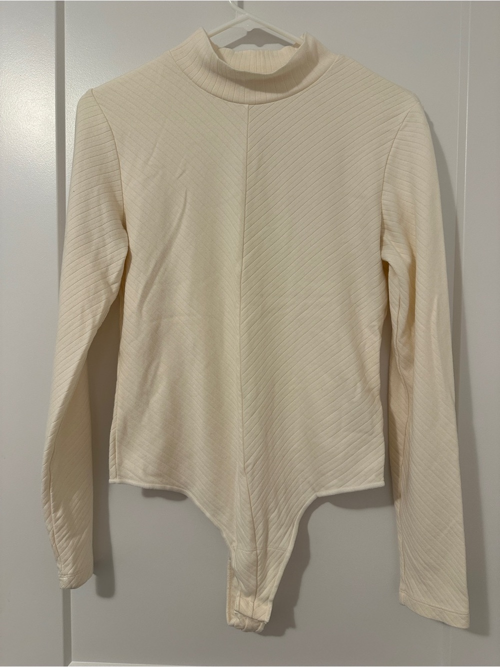 Knix Cloud White Papaya Mock Neck Bodysuit Ribbed Size Large Women’s
